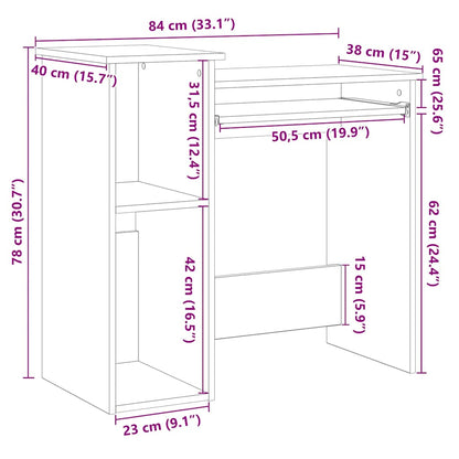 Desk with Shelves Grey Sonoma 84x40x78 cm Engineered Wood