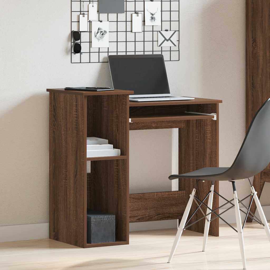 Desk with Shelves Brown Oak 84x40x78 cm Engineered Wood