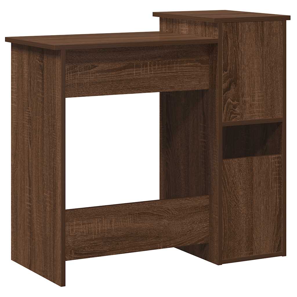 Desk with Shelves Brown Oak 84x40x78 cm Engineered Wood