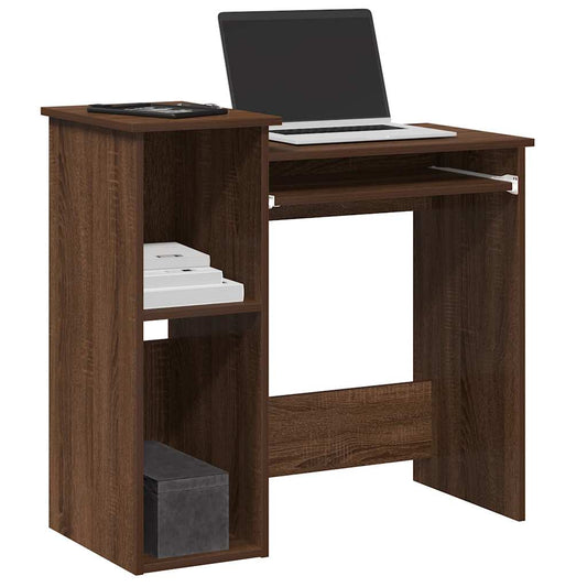 Desk with Shelves Brown Oak 84x40x78 cm Engineered Wood