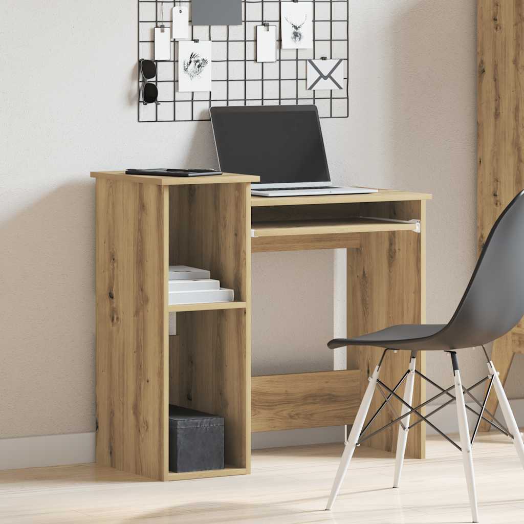 Desk with Shelves Artisan Oak 84x40x78 cm Engineered Wood