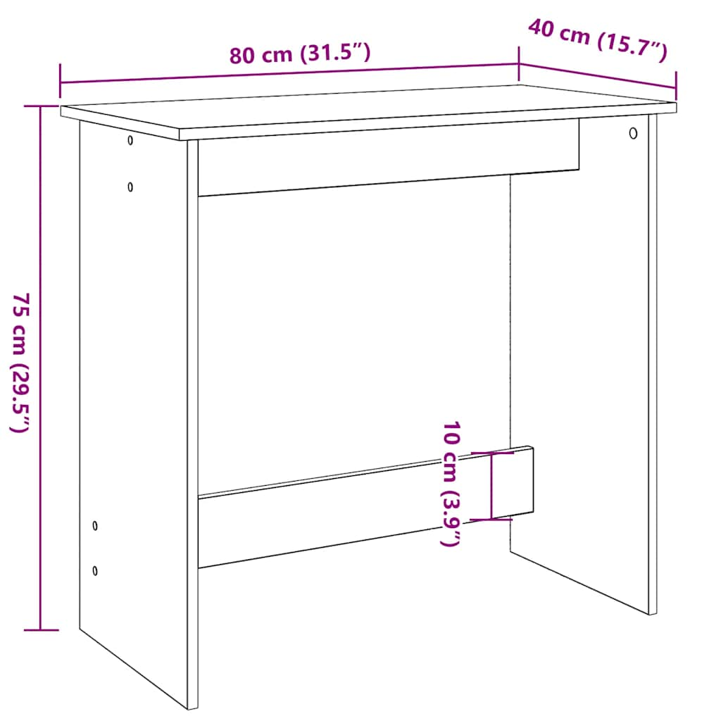 Desk White 80x40x75 cm Engineered Wood