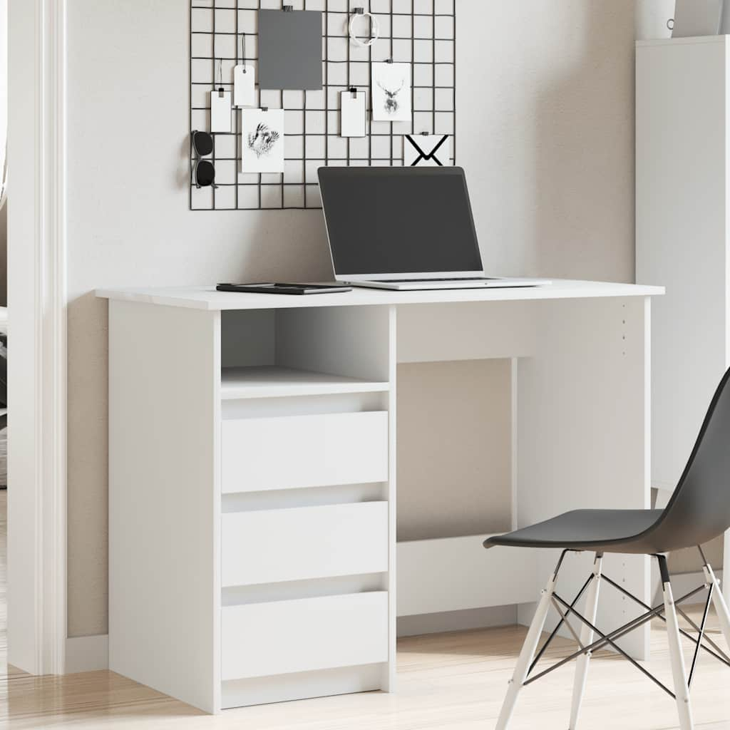 Desk White 102x50x75 cm Engineered Wood