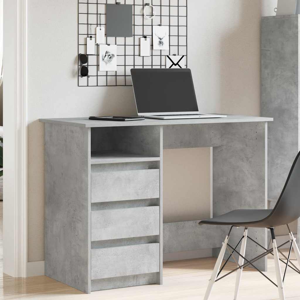 Desk Concrete Grey 102x50x75 cm Engineered Wood