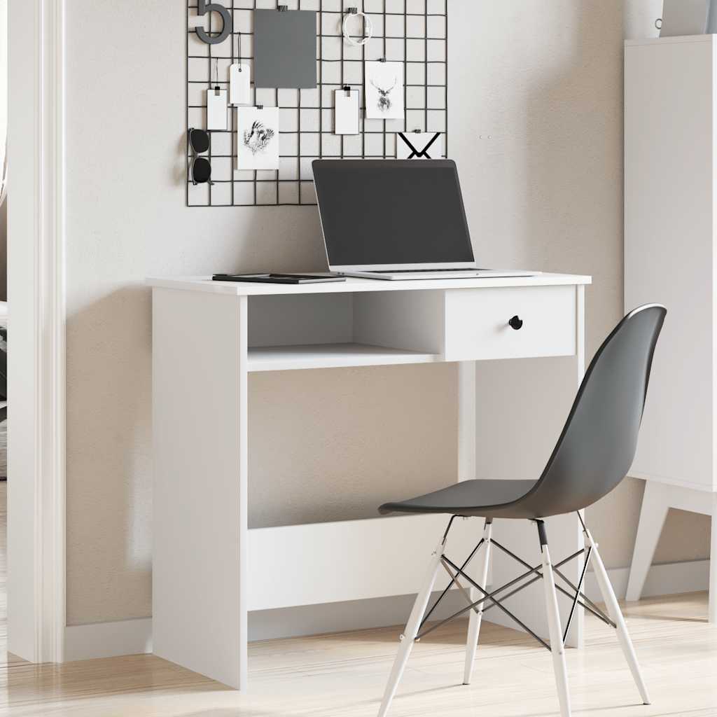 Desk White 80x40x75 cm Engineered Wood