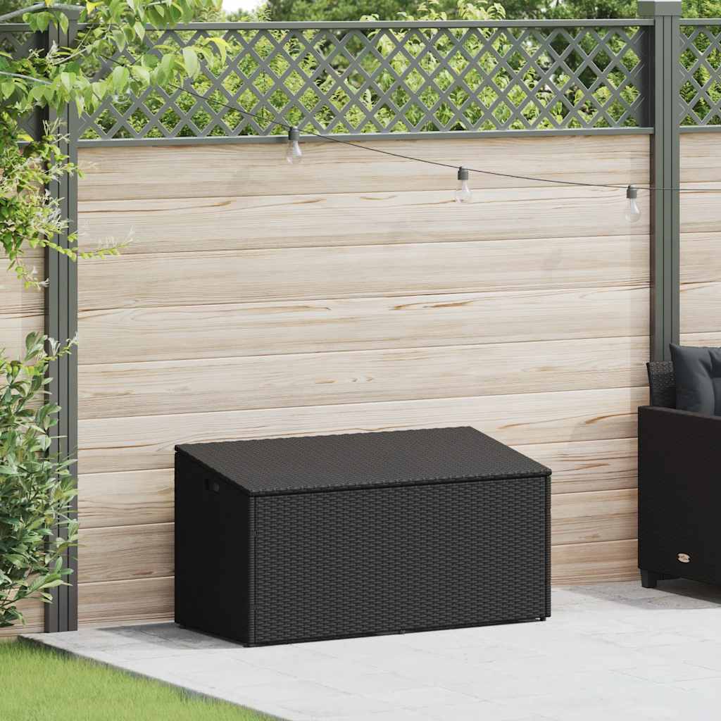 Garden Storage Box Black 110x50x58 cm Poly Rattan