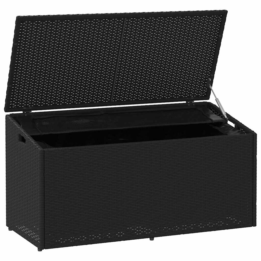 Garden Storage Box Black 110x50x58 cm Poly Rattan