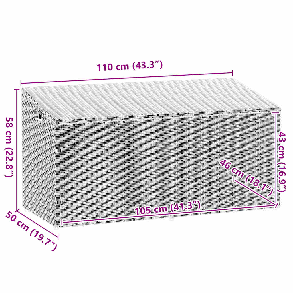 Garden Storage Box Light Grey 110x50x58 cm Poly Rattan