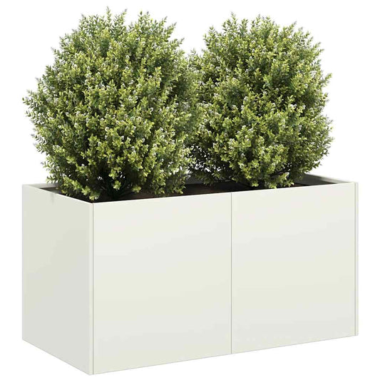 Planter White 80x40x40 cm Cold-rolled Steel