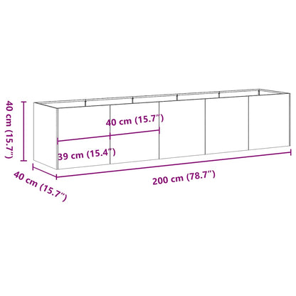 Planter White 200x40x40 cm Cold-rolled Steel