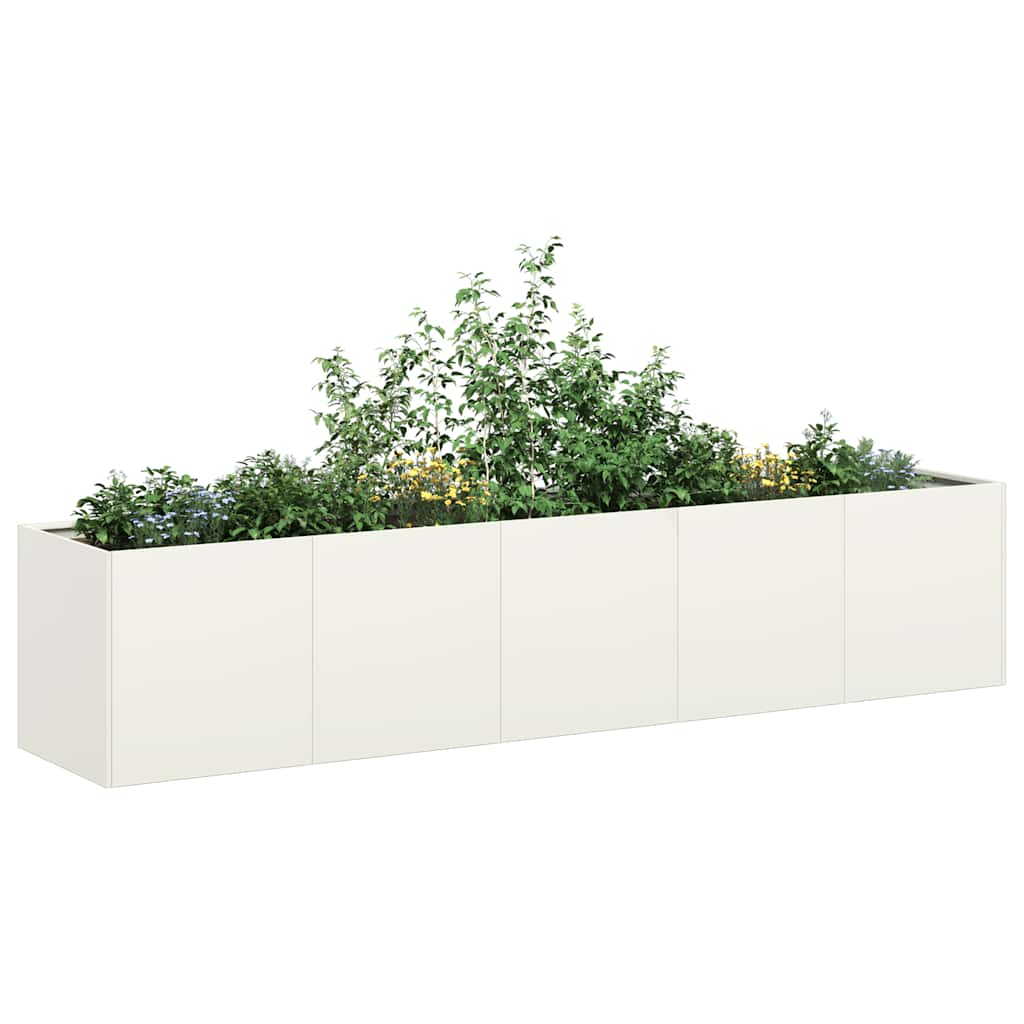 Planter White 200x40x40 cm Cold-rolled Steel