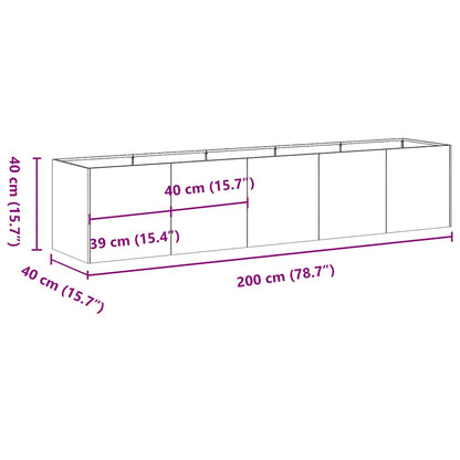 Planter Anthracite 200x40x40 cm Cold-rolled Steel