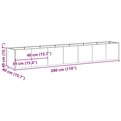 Planter Black 280x40x40 cm Cold-rolled Steel