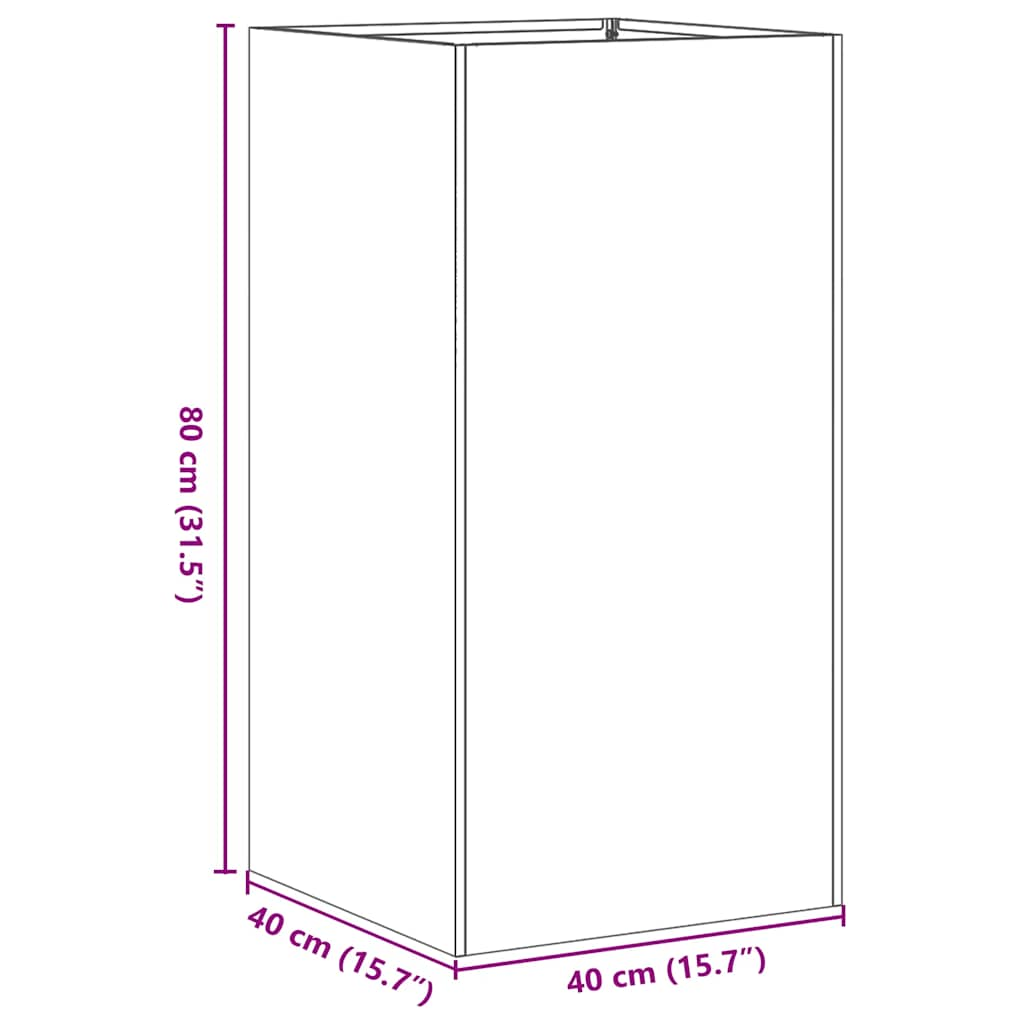 Planter White 40x40x80 cm Cold-rolled Steel