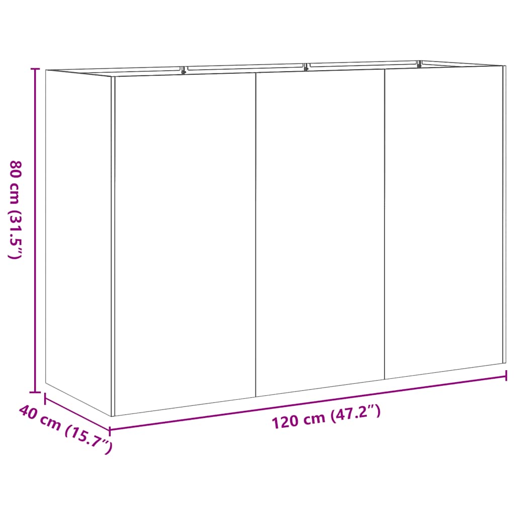 Planter Black 120x40x80 cm Cold-rolled Steel