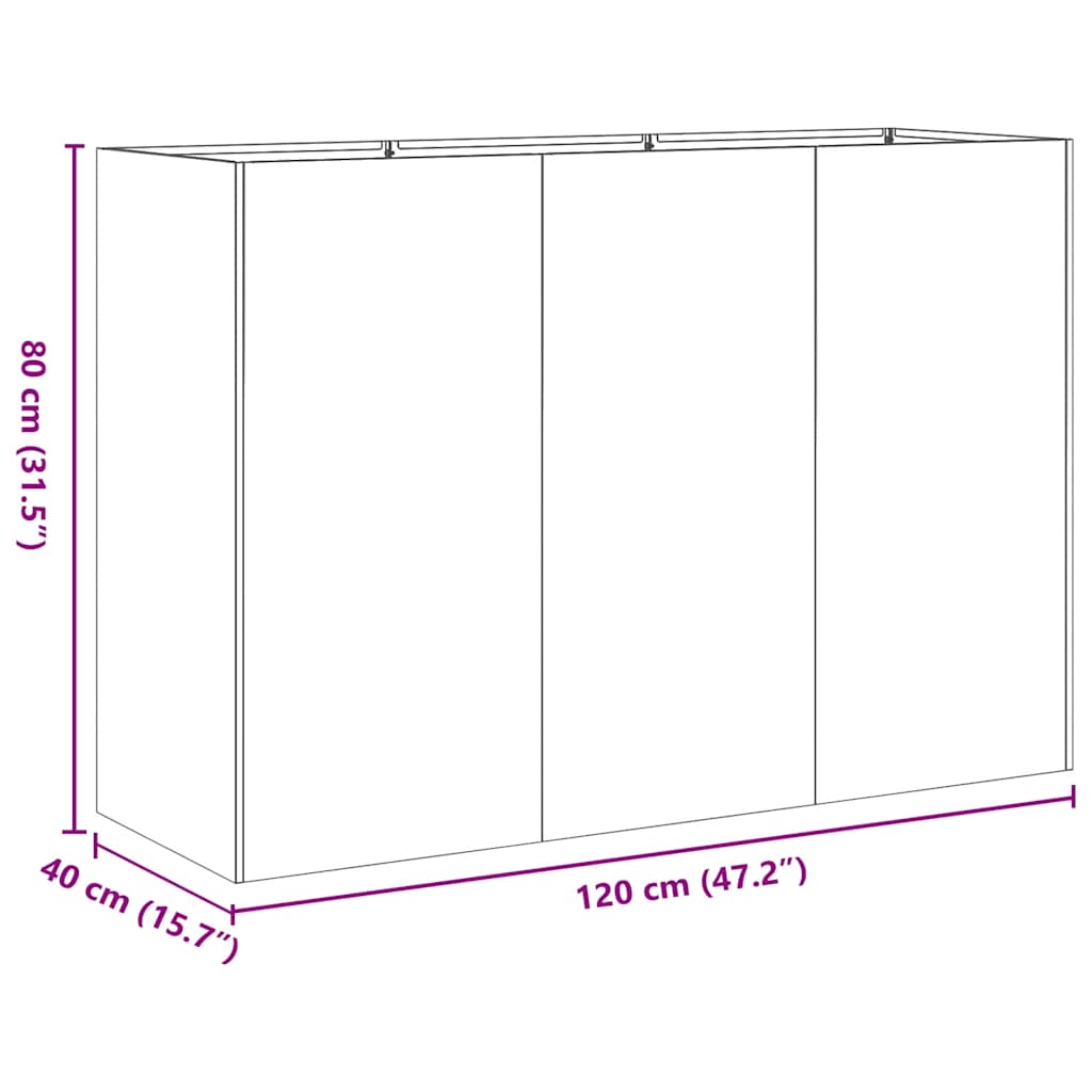 Planter White 120x40x80 cm Cold-rolled Steel