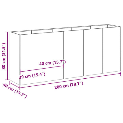 Planter Black 200x40x80 cm Cold-rolled Steel