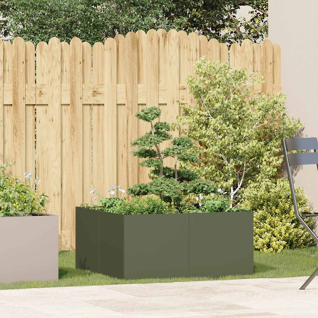 Planter Olive Green 80x80x40 cm Cold-rolled Steel