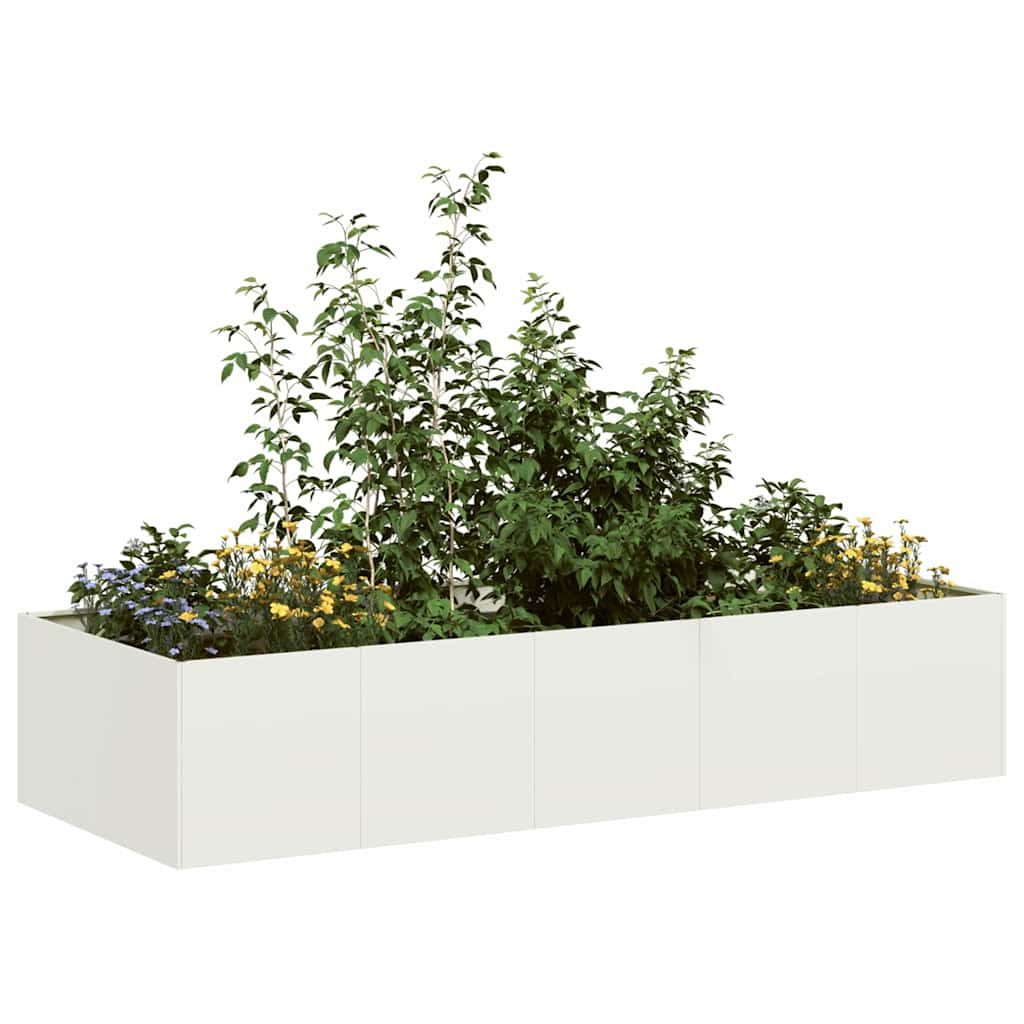 Planter White 200x80x40 cm Steel