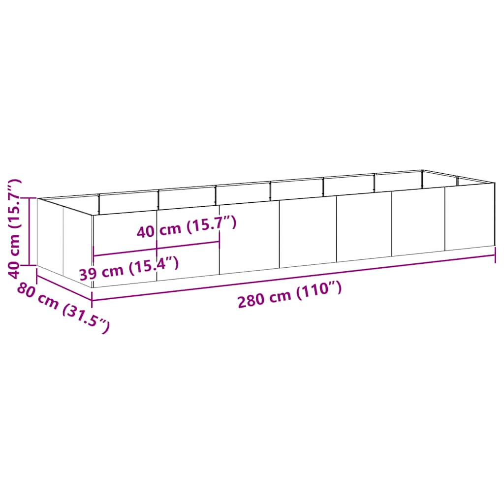 Planter White 280x80x40 cm Steel