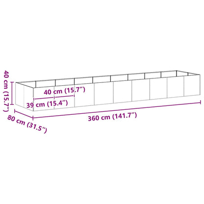 Planter Black 360x80x40 cm Steel