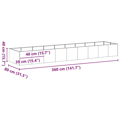 Planter White 360x80x40 cm Steel