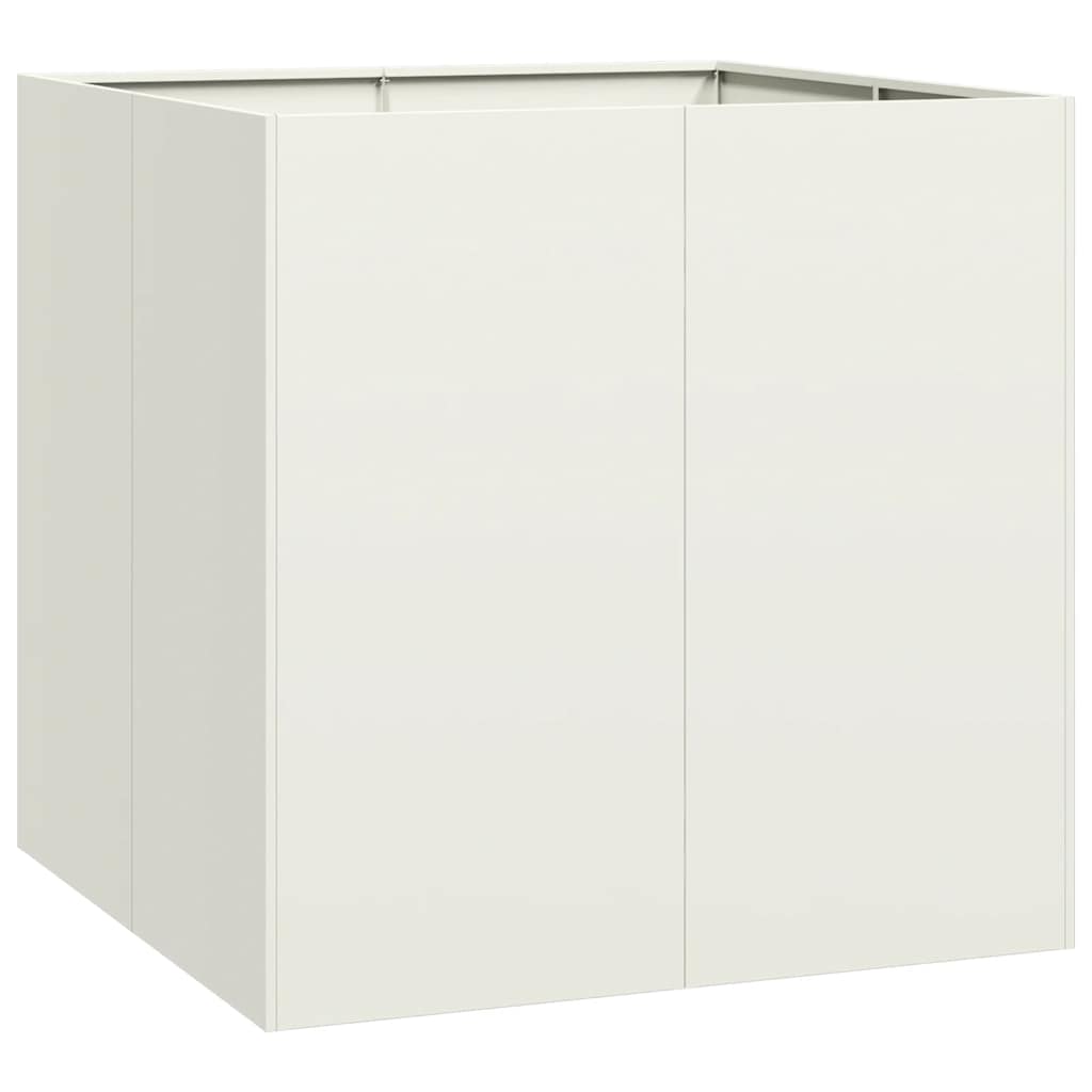 Planter White 80x80x80 cm Steel