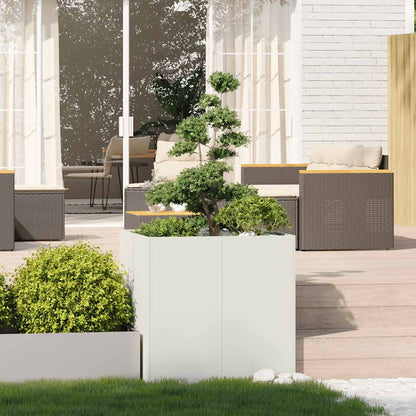 Planter White 80x80x80 cm Steel