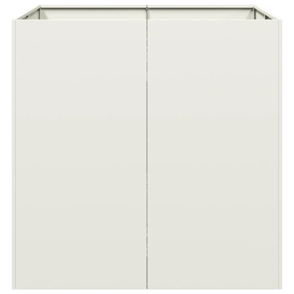 Planter White 80x80x80 cm Steel