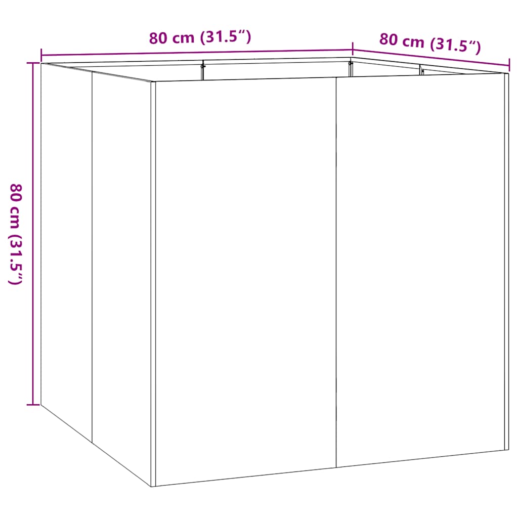 Planter White 80x80x80 cm Steel