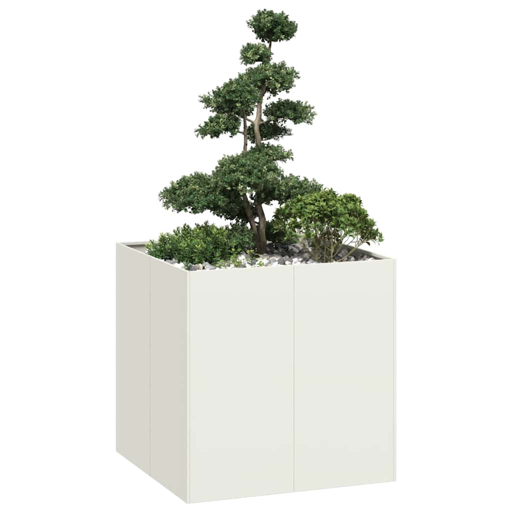 Planter White 80x80x80 cm Steel