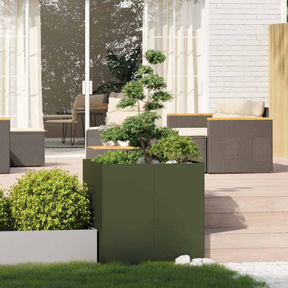 Planter Olive Green 80x80x80 cm Steel