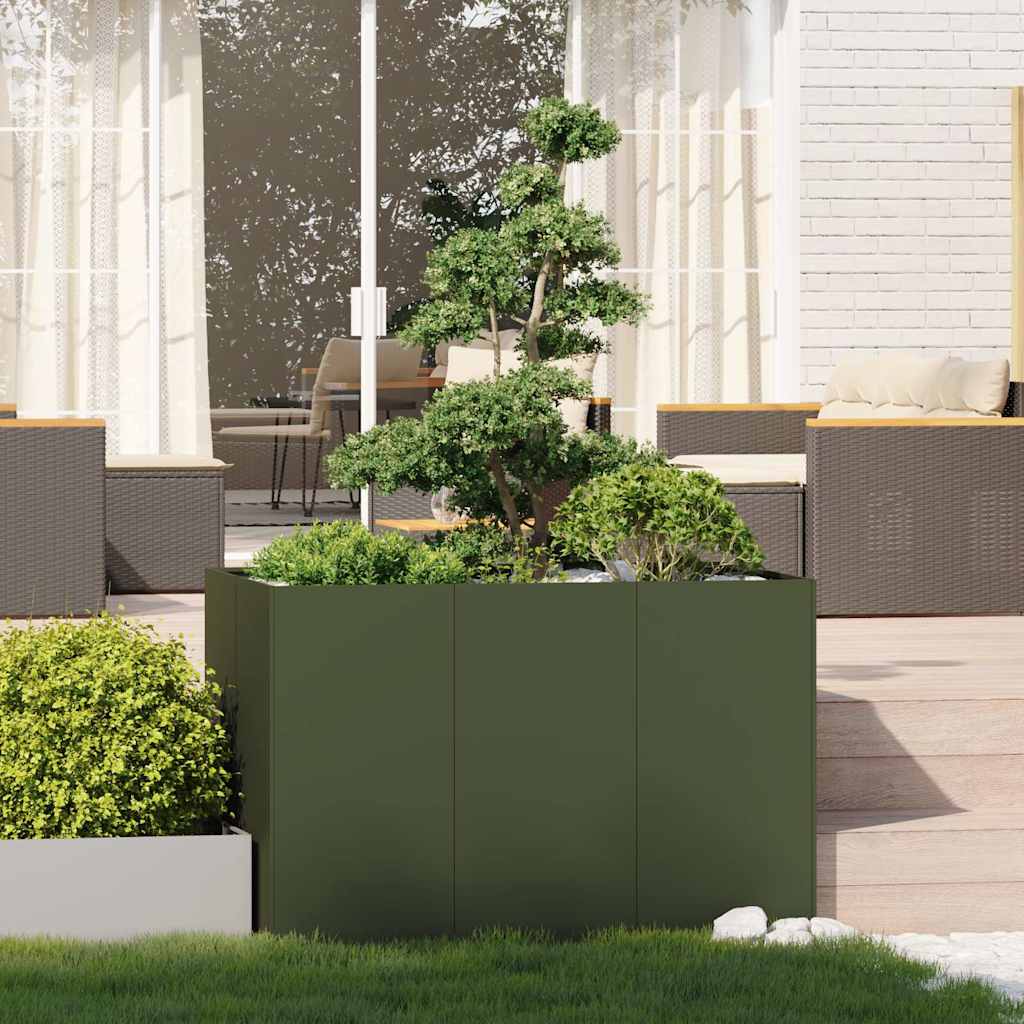 Planter Olive Green 120x80x80 cm Steel