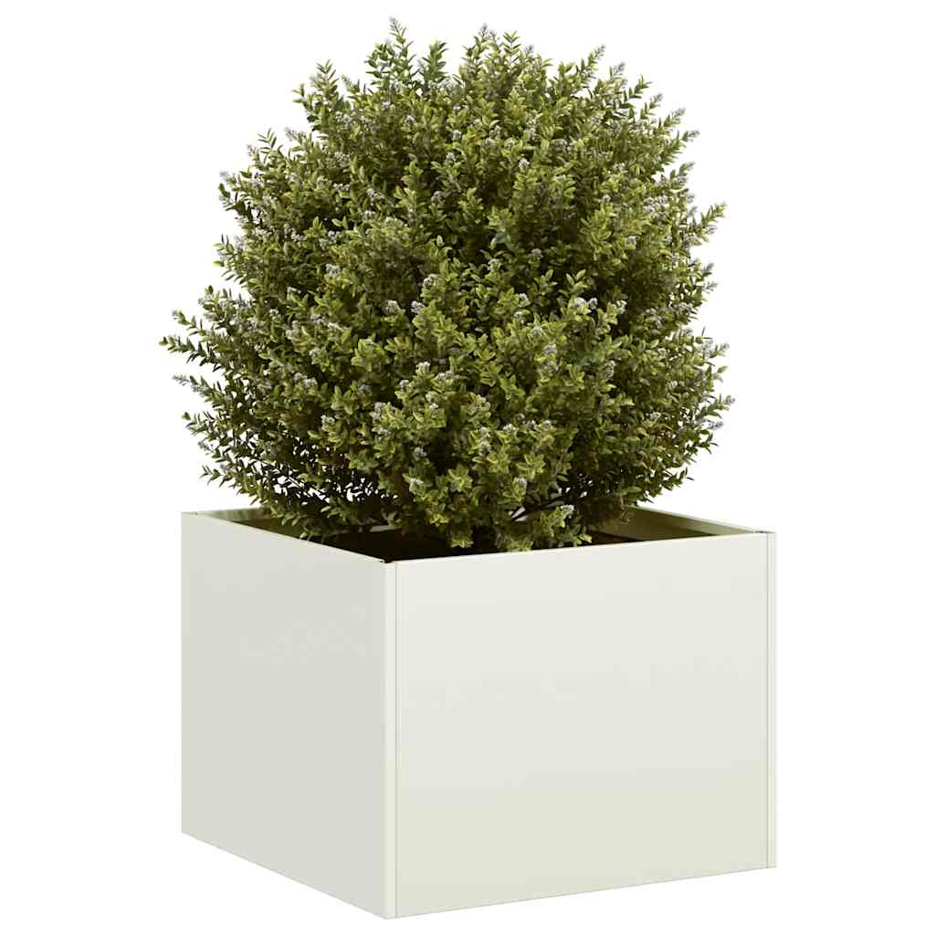 Planter White 40x40x30 cm Steel