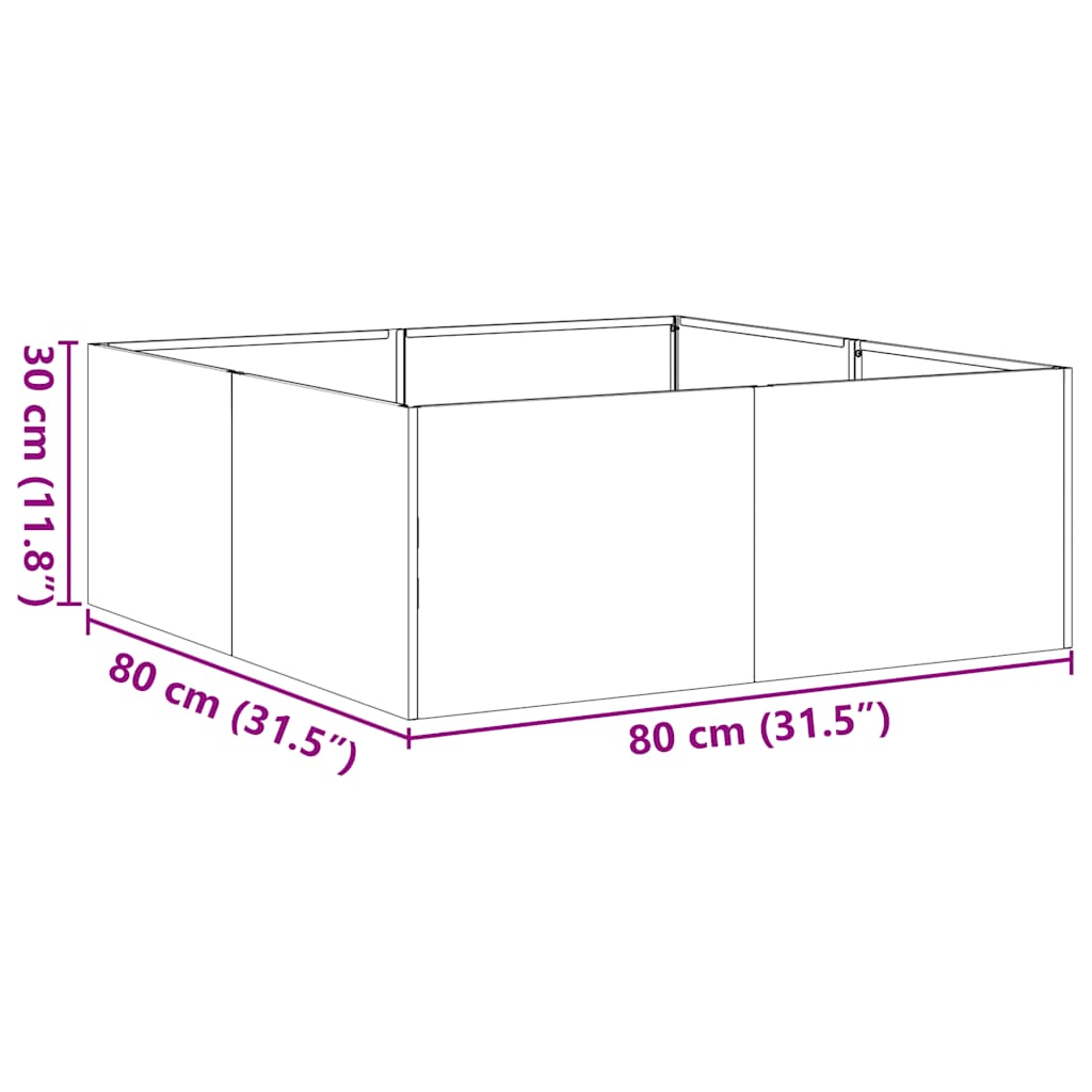 Planter Black 80x80x30 cm Steel