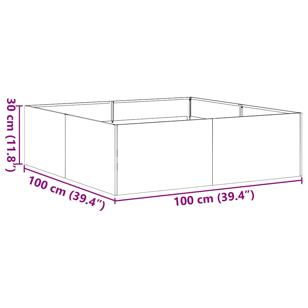 Planter Black 100x100x30 cm Steel