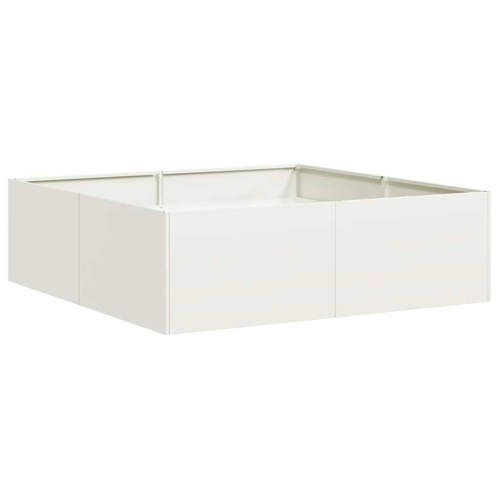 Planter White 100x100x30 cm Steel