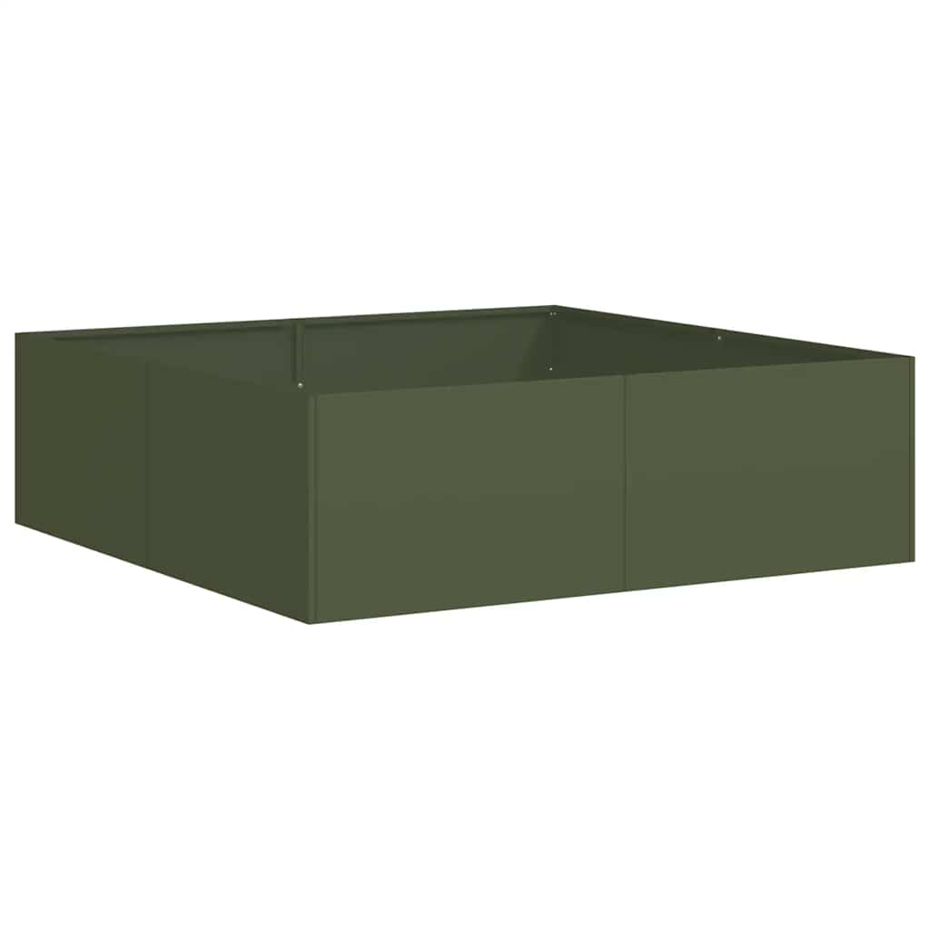 Planter Olive Green 100x100x30 cm Steel