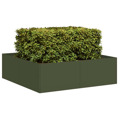 Planter Olive Green 100x100x30 cm Steel