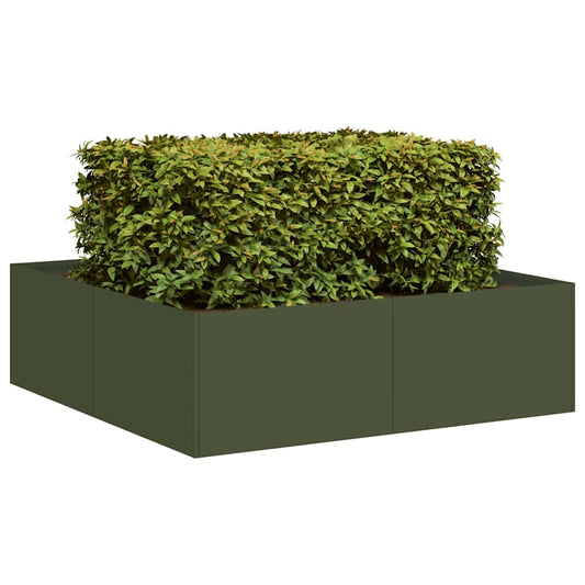 Planter Olive Green 100x100x30 cm Steel