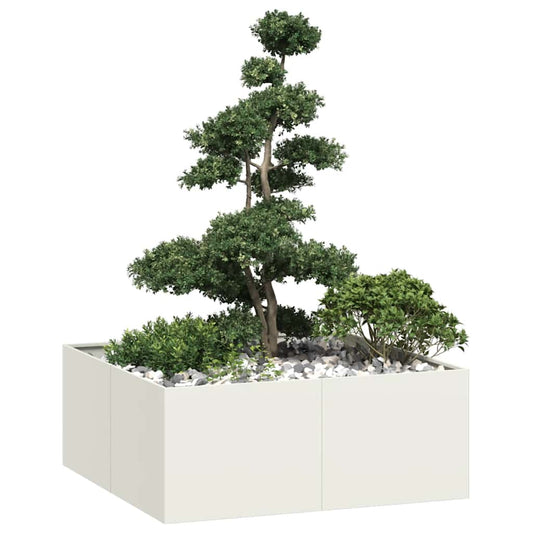 Planter White 100x100x40 cm Steel