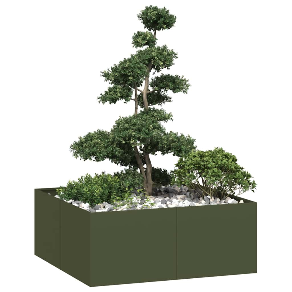 Planter Olive Green 100x100x40 cm Steel