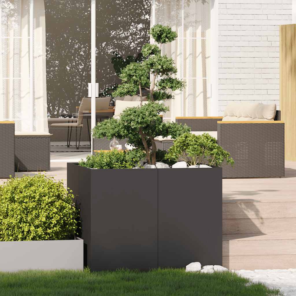 Planter Black 100x100x80 cm Steel