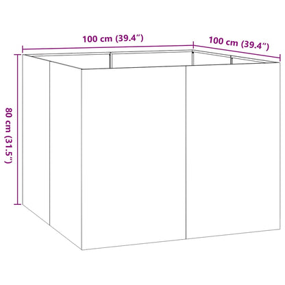 Planter White 100x100x80 cm Steel