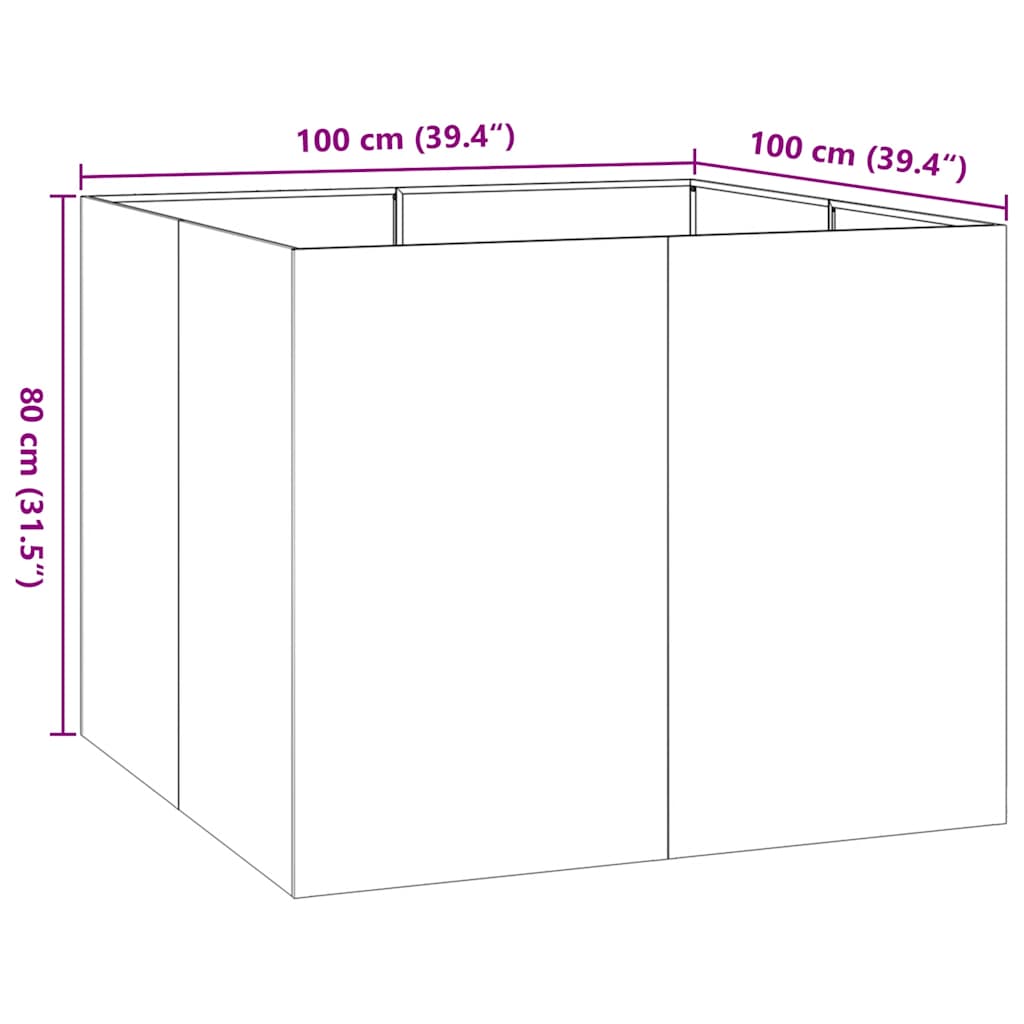 Planter 100x100x80 cm Stainless Steel