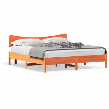 Bed Frame without Mattress Wax Brown 200x200 cm Solid Wood Pine