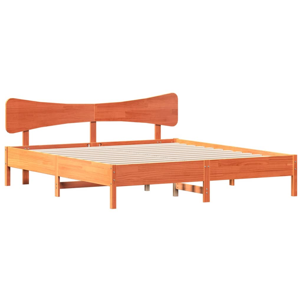 Bed Frame without Mattress Wax Brown 200x200 cm Solid Wood Pine