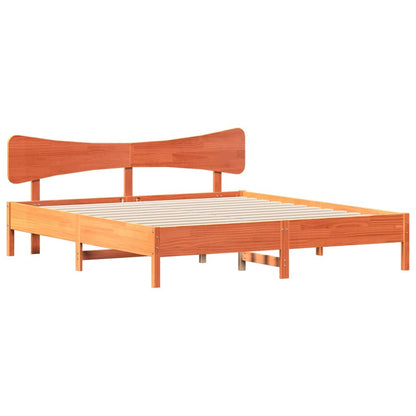 Bed Frame without Mattress Wax Brown 200x200 cm Solid Wood Pine