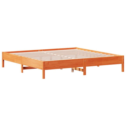 Bed Frame without Mattress Wax Brown 200x200 cm Solid Wood Pine