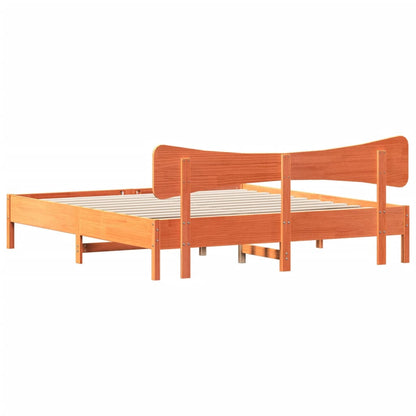 Bed Frame without Mattress Wax Brown 200x200 cm Solid Wood Pine